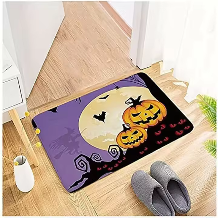 Franela de impresión, manta de bienvenida, decoración de Halloween para la puerta principal del hogar, tapete para puerta, tapete antideslizante para carpa al aire libre, tapete absorbente para baño, 40 * 60 cm - 1