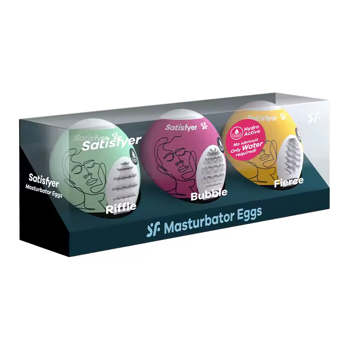 Belover - Set X 3 Huevos Masturbadores Hombre Satisfyer - Material Flexible - Estimulación Máxima - Pack 3 Unidades - 1