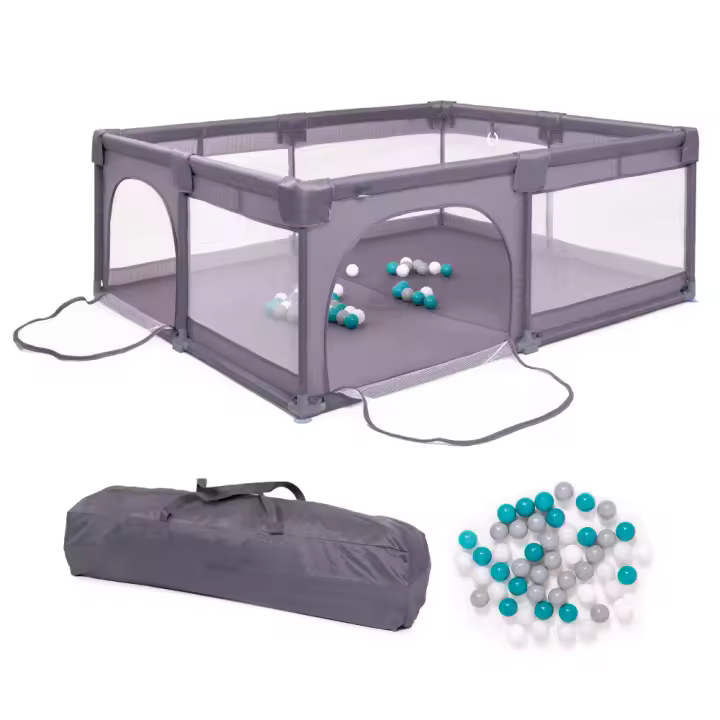 Parque 180 x 150 cm babyGO Playpark 48 Balls Grey - 1