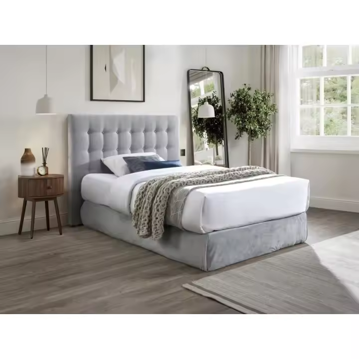 Vente-unique - Cabecero acolchado de 160 cm - Tela - Gris claro - FRANCESCO - 1