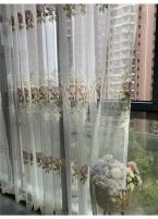 Cortina De Tules Bordadas Elegantes Con Flores Para Sala De Estar Y Dormitorio Voile Transparente Lujo Cortina De Encaje Para Ventanas Francesas - details 3