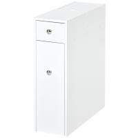 HOMCOM Armario Auxiliar de Baño Mueble de Baño Estrecho con 2 Cajones y Compartimiento Superior con Tapa para Lavabo Ducha 17x48x58 cm Blanco - details 0