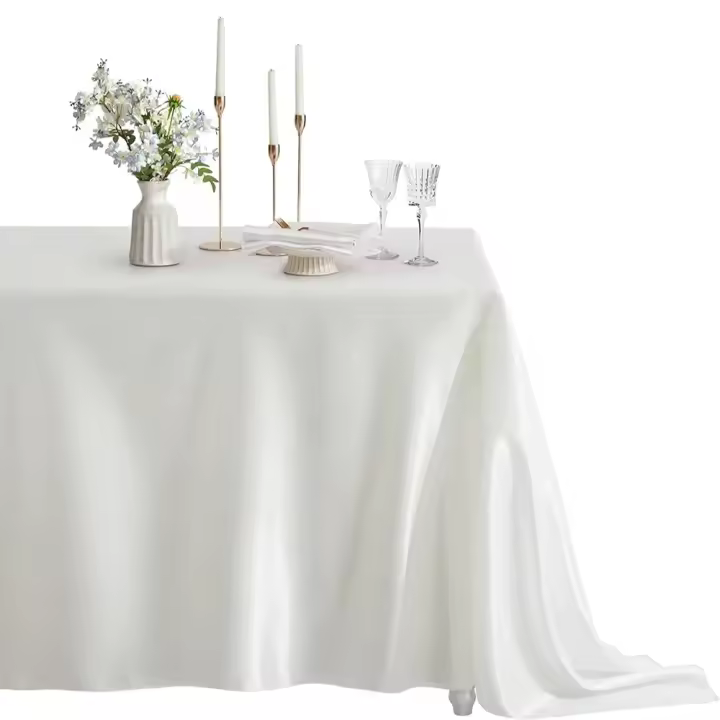 Mantel De Seda Rectangular Para Bodas Y Fiestas En Blanco Y Negro Decoración Para Banquetes Y Cumpleaños Uso Doméstico Para Comedor - 1