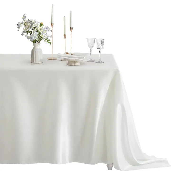 Mantel De Seda Rectangular Para Bodas Y Fiestas En Blanco Y Negro Decoración Para Banquetes Y Cumpleaños Uso Doméstico Para Comedor - 1