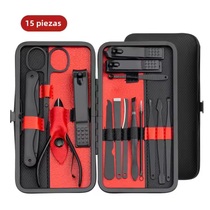 Kit Profesional De Manicura Y Pedicura 10/15/25 PCs Con Estuche Portátil Herramientas De Acero Inoxidable Para Uñas Y Pies Regalo Ideal - 1