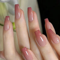 24PCS Uñas Postizas Presionadas Cortas Almendra Rosa Alto Saténtate Gradiente Uñas Glitceadas Veraniegas Hechas Mano Para Fiesta - details 38