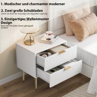 Mesita de noche para dormitorio, Mesita de noche Blanca con diseño, Mesita de noche Moderna, Pitas metálicas. - details 1
