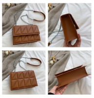 Bolso De Hombro Para Mujer Con Cadena Y Parche Bordado Bolso Bandolera Diario Sólido Color PU Cuero Sintético Cuadrado - details 1
