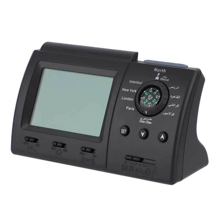 Reloj digital de mesa con pantalla LCD Azan y temporizador de oración, alarma de oración musulmana (sin batería)