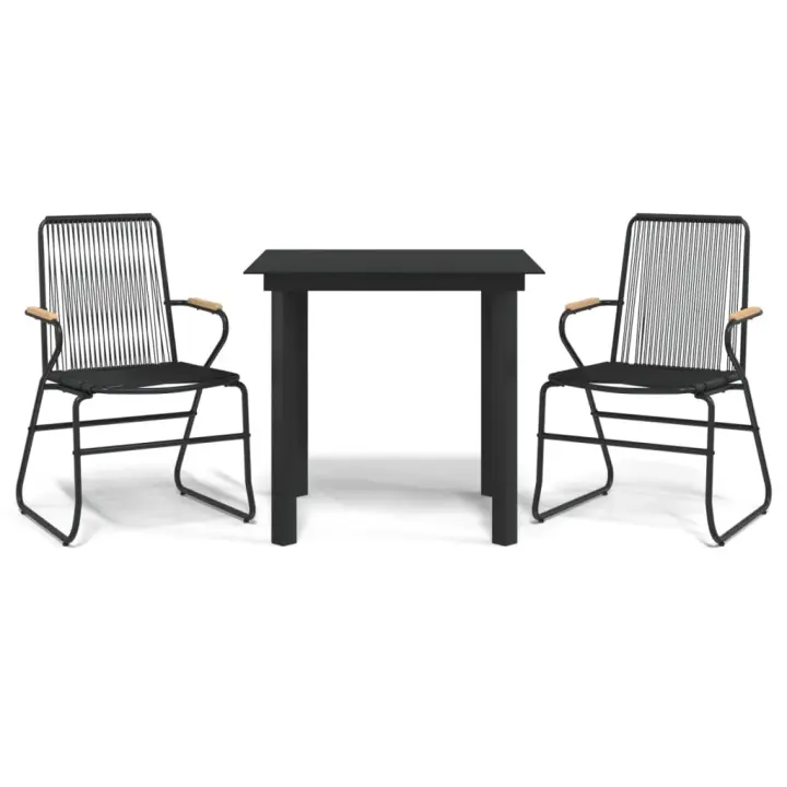 vidaXL Juego de comedor de jardín 3 piezas ratán PVC negro - 1