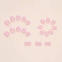 Set De 24 Uñas Postizas De Puntas Curtas Cuadradas Rosas Y Blancas Estilo Francés Removibles Para Mujeres Uñas De Presión Ballerina - details 1