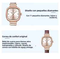 Reloj De Mujer POEDAGAR De Cuadrado Con Diamantes De Moda Calidad Superior Resistente Al Agua De Cuero Cuero Reloj De Cuarzo Elegante Para Dama - details 9