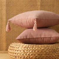 Funda De Cojín De Algodón Linen Verde Con Borla Boho Regalo Para Sofa Decoración De Hogar Navidad Estilo Rústico Americano - details 10