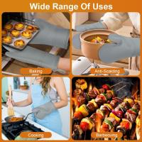 1 Par Gris Guantes para Horno, Silicona Resistente al Calor 446 °F Manoplas Horno Antideslizantes, Guantes Horno Cocina, Hornear Cocinar Barbacoa Microondas, 2 Manteles Aislados Oven Gloves - details 8