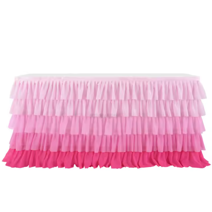  Falda De Mesa De Chiffon Para Fiesta De Cumpleaños Tutu De Encaje Decoración De Boda Impermeable Polyester/cotton Sin Nombre De Marca - 1