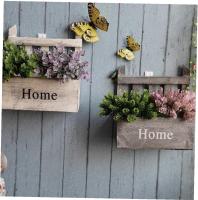 Colgante cesta de flores montado en la pared planta florero maceta madera para jardín patio decoración gris regalo del arte - details 3