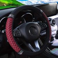 Cubierta De Volante De Coche En Cuero PU Con Diamantes Artificiales Tamaño 14.57-14.96 Pulgadas Nueva Cubierta De Volante - details 7