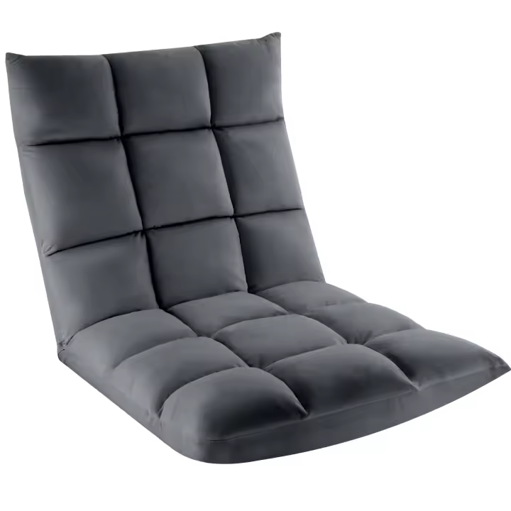 Tectake - Sillón de suelo con respaldo Snooze, 108 x 57 x 13,5 cm, Ajustable en 14 posiciones, Muy estable, 2 en 1 - sillón o tumbona, Suave terciopelo, Comodidad y relajación, Sillón con respaldo,  Estructura de acero, Cojín reclinable, Soporta 120 kg - 1