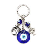 Llavero De Ojo De Suerte Con Mano De Fatima Y Mariposa Azul Para Coche Llavero Turco Con Ojo Maligno Para Hombres Y Mujeres Joyería EY138 - details 4