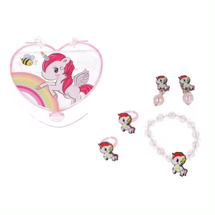 Inca Bisutería En Cajita De Corazón Unicornio Set 5 Piezas - 1