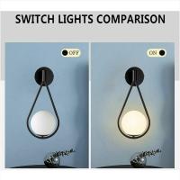 LED Bola Redonda Luz de la pared interior Negro Luz de la pared ajustable Vidrio metal Modern Dormitory lámpara para Dormitory Gota de Agua dormitorio lámpara E27 - details 2