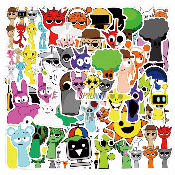 Pegatinas Incredibox Sprunki 10/30/55pcs Juego De Música Anime Resistentes Al Agua Para Niños Decoración De Laptop Moto Carrito - 1