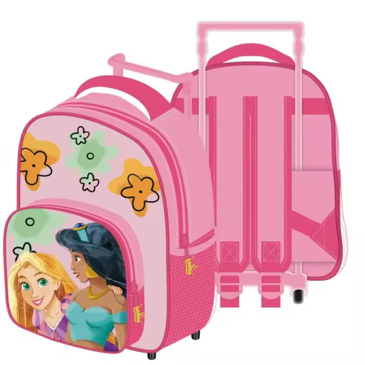 Trolley Princesas Pequeña Infantil, Mochila Carrito Princesas, Mochila Carro Princesas, Color Rosa, 36 x 24 x 12 cm, Arditex - Kiglam - 1