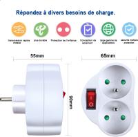 Tomas de corriente con interruptor, recleta de enchufes 2 en 1, Toma de comparación ideal para el hogar, La Oficina, El dormitorio, 16 A, 230 V, color Blanco - details 0