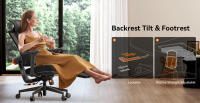 NEWTRAL MagicH-BP Silla Ergonómica con Reposapiés, Respaldo de Seguimiento Automático, Soporte Lumbar Adaptable, Reposabrazos y Reposacabezas Ajustables, 4 Posiciones de Bloqueo - Negro - details 4