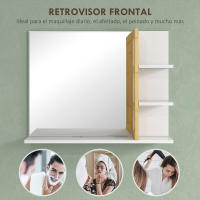 HOMCOM Espejo de Baño Moderno Espejo de Pared Rectangular con 4 Estantes de Almacenamiento para Maquillaje Tocador Vestidor 45x15x58,5 cm Blanco - details 1
