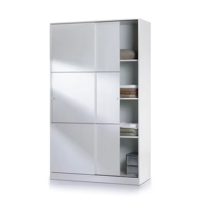 Armario de 2 puertas correderas Max - Blanco Brillo Armario para dormitorio - Fabricado en España - Melamina Alta calidad - Somnia Descanso - 1
