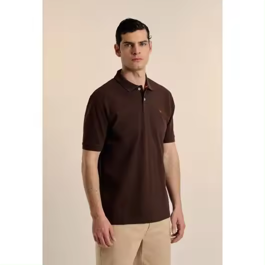Polo Valecuatro clásico algodón piqué marrón - 1