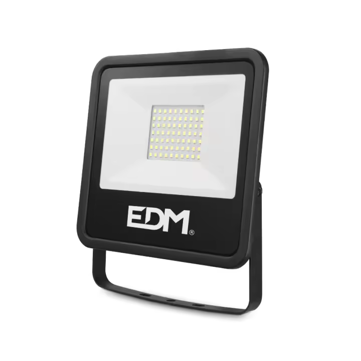 foco proyector led 50w 4000lm 6400k luz fria black series 19,2x17,5x2,9cm edm - 1