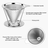 Filter de Café, Filtros Permanentes para Café con Soporte Extraible, Filtros Reutilizables para Café de Acero Inoxidable de Malla Doble, Filtros Cafetera Goteo Para 1-4 Tazes de Café (Malla 300) - details 1