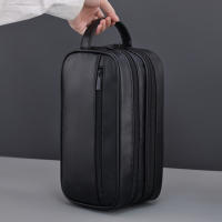 Bolsa De Viaje Para Hombres Doble Capa De Cuero PU Organizador De Baño Resistente Al Agua Para Shaving Y Cosméticos Kit Dopp Estuche De Almacenamiento - details 8