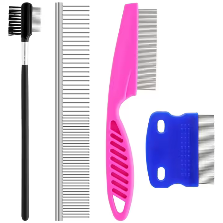 Kit de peine para el cuidado de mascotas para perros pequeños y cachorros, para quitar manchas de lágrimas, 2 en 1 con dientes redondos para eliminar nudos, costras y mucosidades - 1