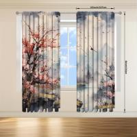 2pcs Cortina De Pared Paisajística Para Decoración De Hogar Tratamiento De Ventana Para Dormitorio Oficina Cocina Sala De Estar Con Bolsa De Rodamiento - details 13