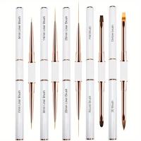 Set Profesional De Pinceles Para Uñas 5pcs Doble Finalizaci\u00f3n Para Líneas Largas Y Detallado De Uñas Línea Fina De Cobre - details 6