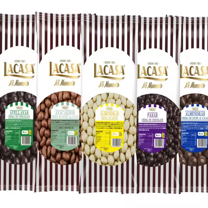 Lacasa pack 5kg deliciosas bolas de frutos secos con chocolate: Pasas de Corinto Negro,Almendra Leche,Almendra Blanco,Anacardo leche,Avellana Negro - 1