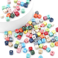 20pcs Cuentas De Cerámica De Moda 6mm Cuadradas Con Agujero De 2.0mm Para Creación De Joyas DIY Porcelana Hecha a Mano - details 1