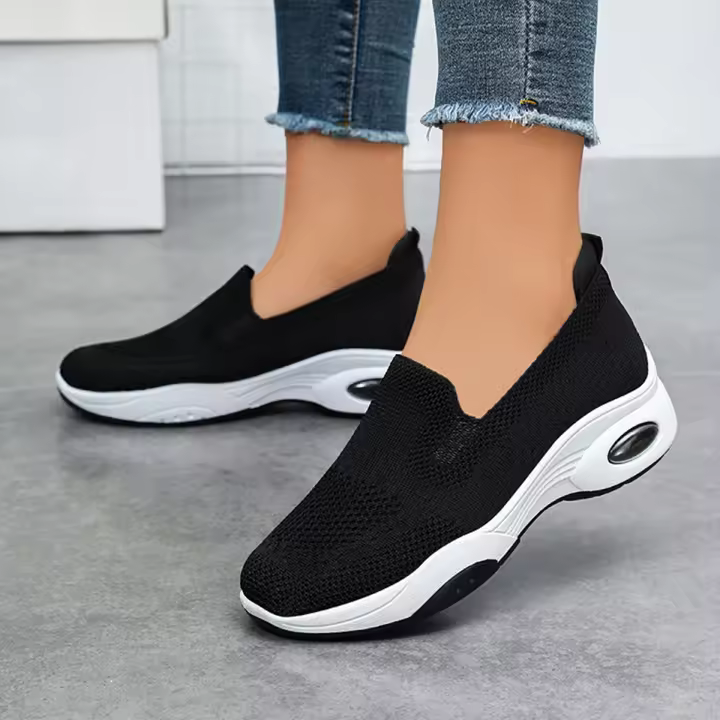 Zapatillas De Mujer Rimocy Moda Transpirables Tejidas 2024 Primavera/Otoño Casuales Sin Cordones Zapatos De Caminar Con Almohadilla De Aire Talla Verdadera Para Tamaño 36-41 - 1