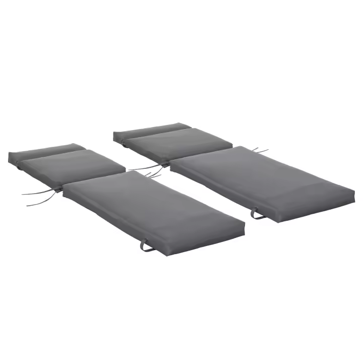 Outsunny Pack 2 Cojines para Tumbona 196x55x8 cm Colchoneta para Tumbona Acolchado Colchón para Silla de Jardín Terraza Balcón Gris - 1