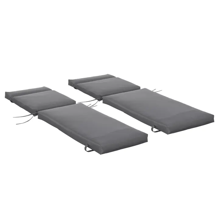 Outsunny Pack 2 Cojines para Tumbona 196x55x8 cm Colchoneta para Tumbona Acolchado Colchón para Silla de Jardín Terraza Balcón Gris - 1