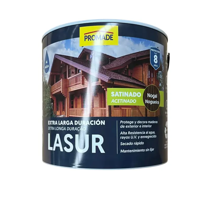 Lasur Agua Nogal Satinado 2,5L - Protección Solar - Secado Rápido - Tengo - 1