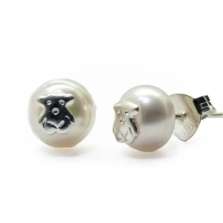 Pendientes de Plata de Oso with Perla Cultivada - Joyería de Calidad Hecha en España - 1