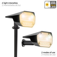 Aktive - Set de 6 balizas solares LED, luz cálida 5-10 lúmenes, 28 LEDs por unidad, autonomía hasta 8h, alcance 2m, instalación en suelo o pared, cabezal inclinable, IP24, ideal para jardín y terraza - details 1