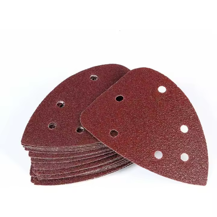 50 triángulos de lijado para lijadoras, papel de lija, hojas de lija con 6 agujeros, 140 x 140 x 98 mm grano 150 - 1
