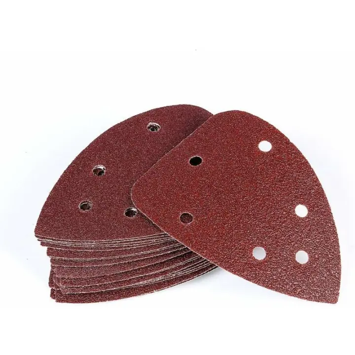 50 triángulos de lijado para lijadoras, papel de lija, hojas de lija con 6 agujeros, 140 x 140 x 98 mm grano 150 - 1
