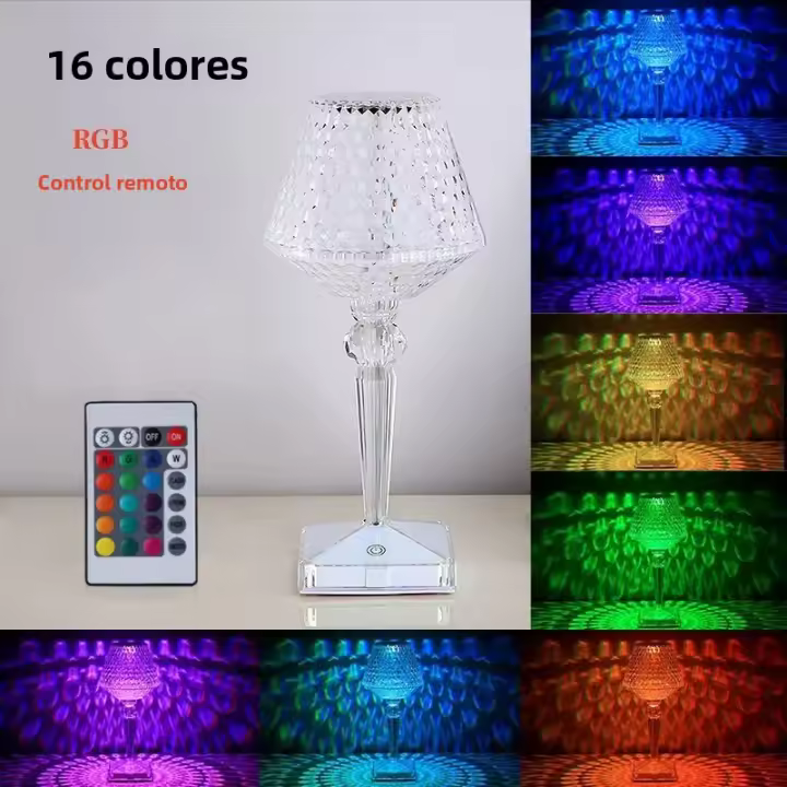 Lámpara De Mesa Recargable De Cristal Con Luz Cambiante Protección Para Los Ojos Para Decoración De Hogar Y Dormitorio - 1
