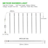 Luces De Cadena LED Para Decoración Navideña Al Aire Libre Impermeables Meteor Showers 8 Tubos 30cm/50cm Con Enchufe EU/US/AU/UK - details 2